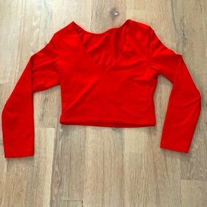 Red long sleeve crop top